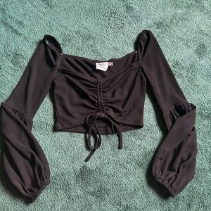 Princess Polly Black Ruched crop top